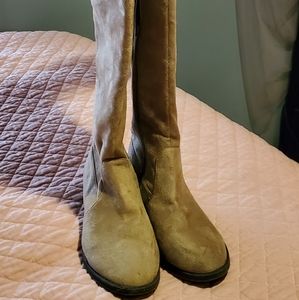 Tan over the knee boots from Charlotte Russe